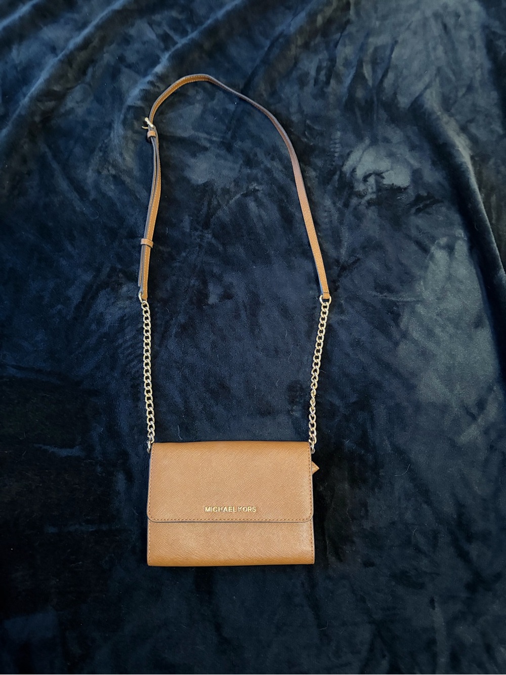 Michael Kors Brown Leather Small Chain Shoulder Crossbody